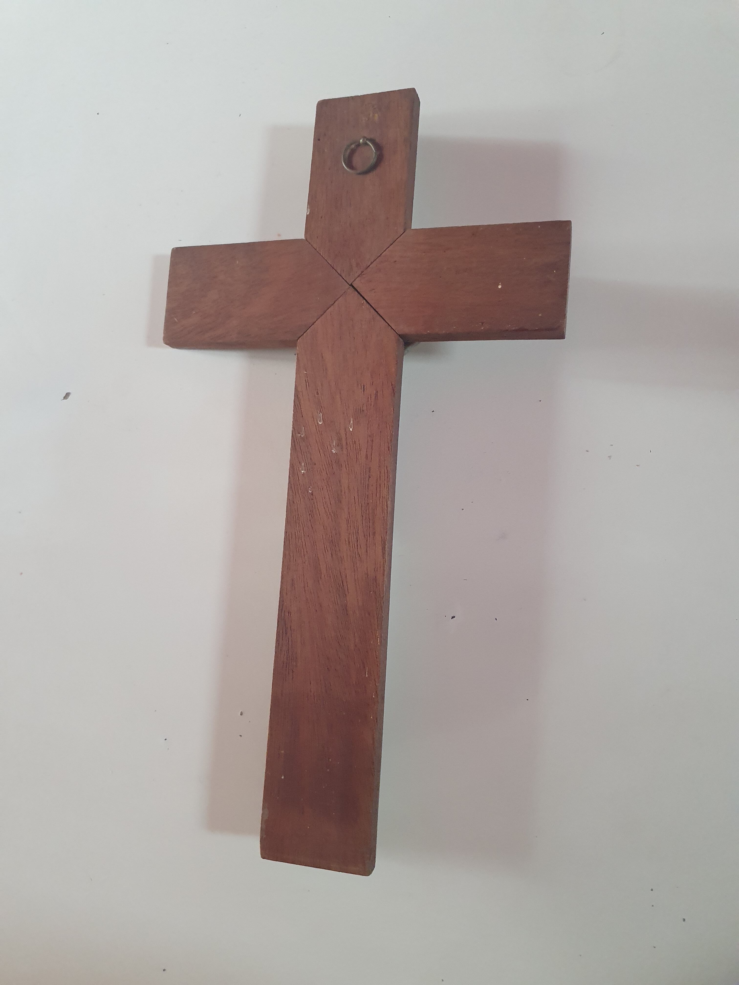 Cross crucifix in wood and metal silver 36 cm on19cm vintage old from the 60s 70s