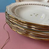 Lots of 9 white hollow plates - golden poreylor the amandinoise france