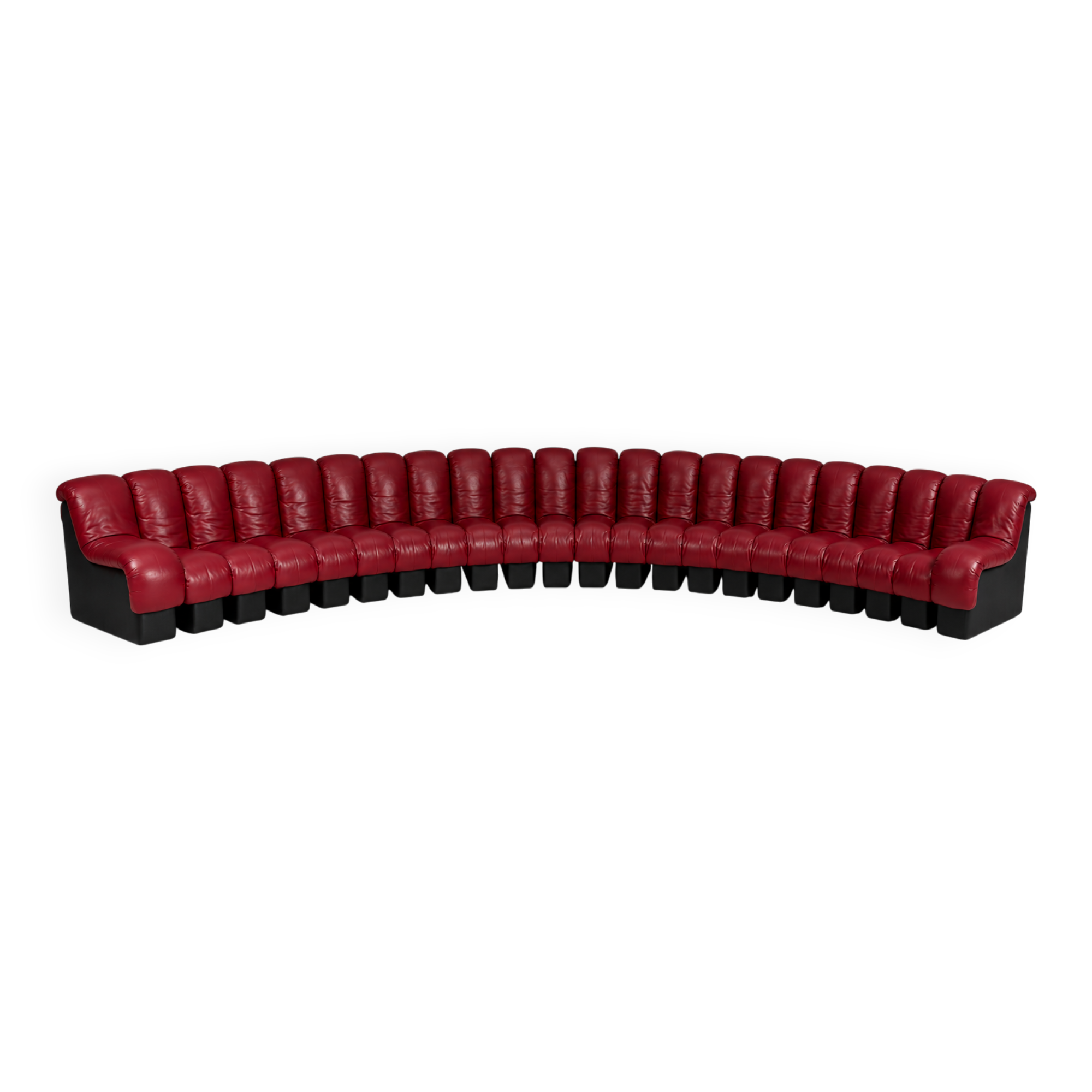 DS 600 model sofa or snake in dark red leather.