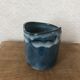Vase bleu vintage en grès vernissé