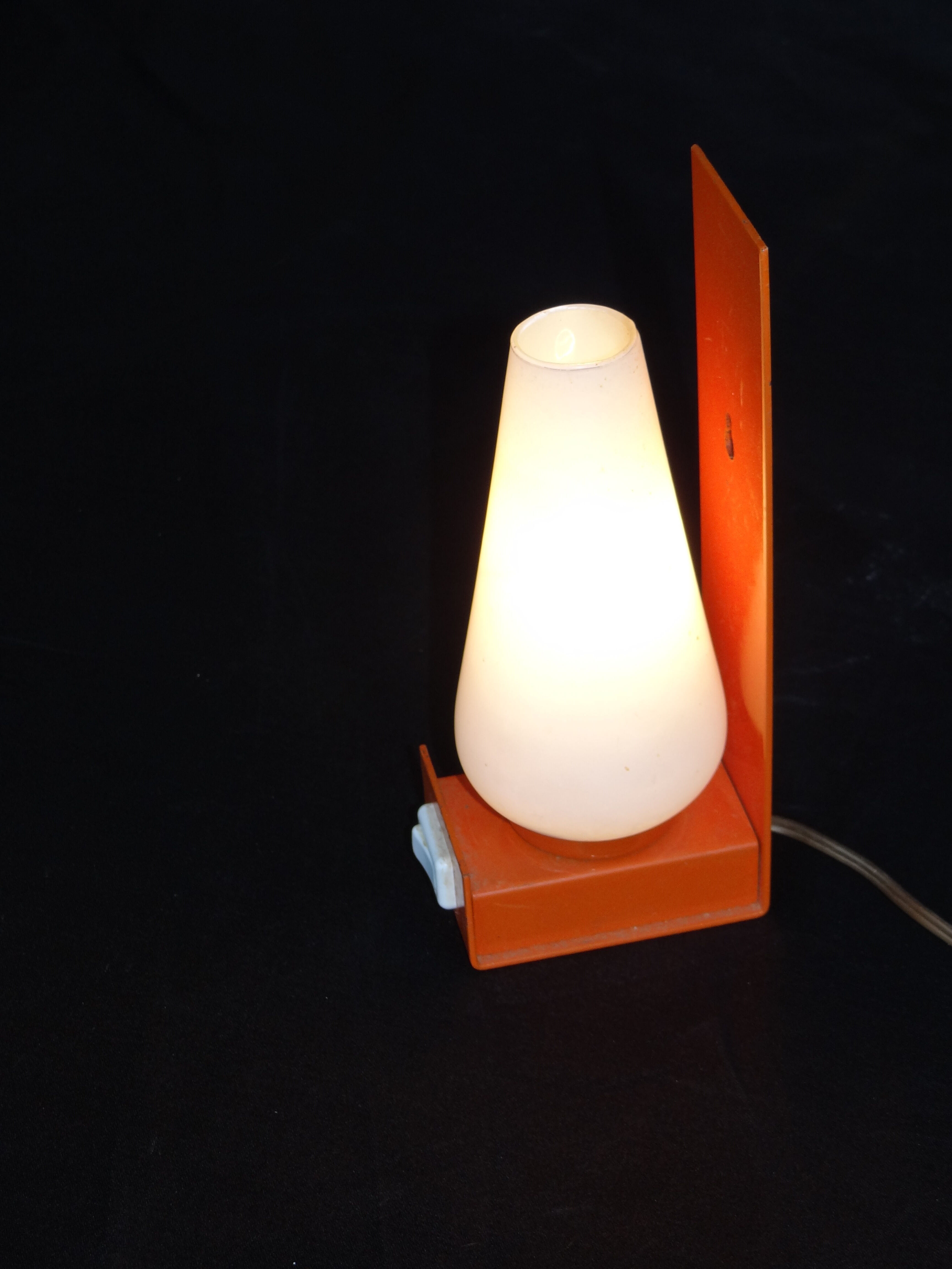 1970 orange wall light or lay lamp and fuse glass spindle