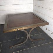 Vintage steel and leather coffee table