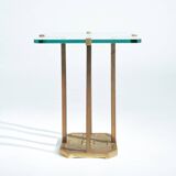 Peter Ghyczy t18 bronze cut glass sidetable, brutalist classic