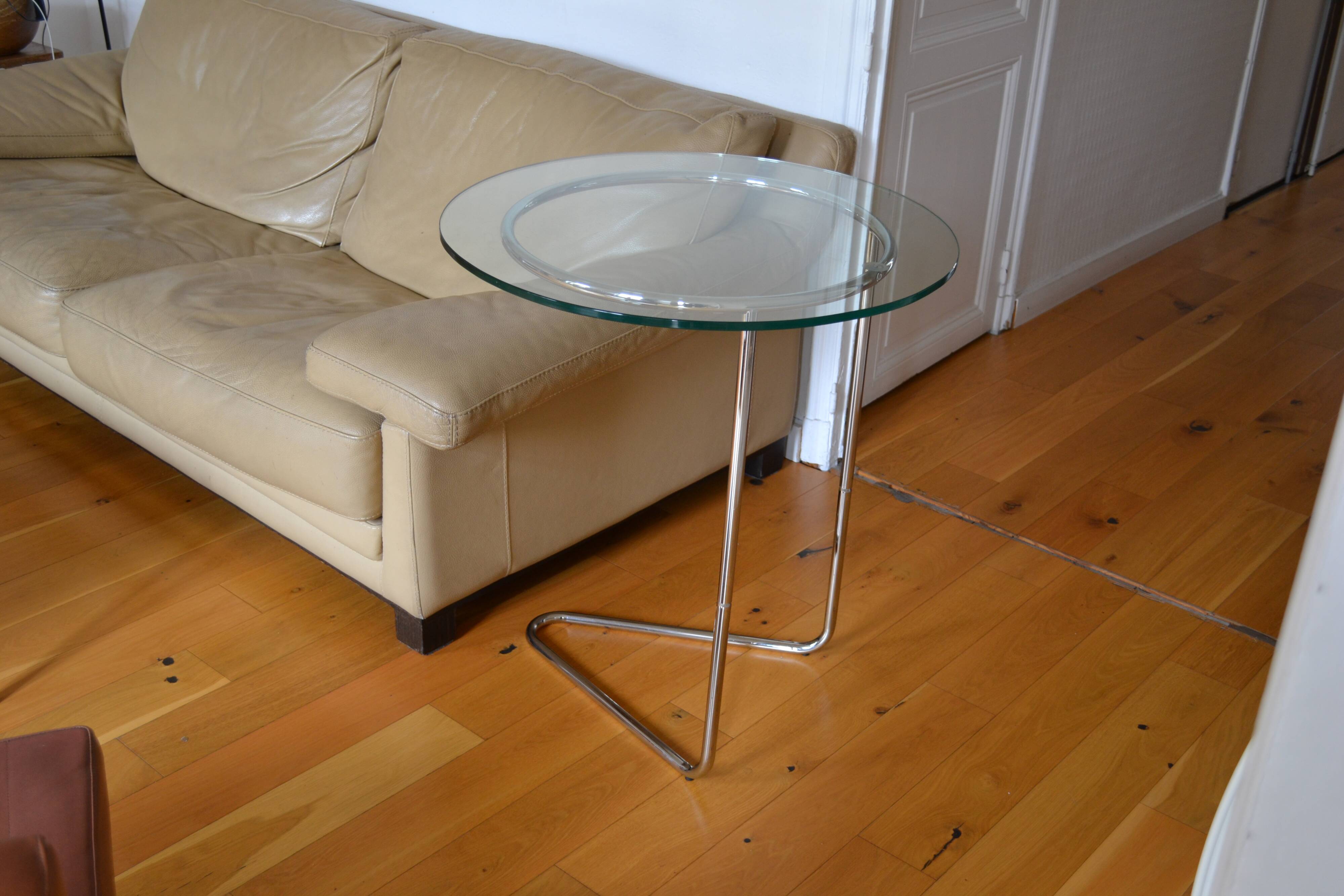 Side table or end table vintage metal and glass