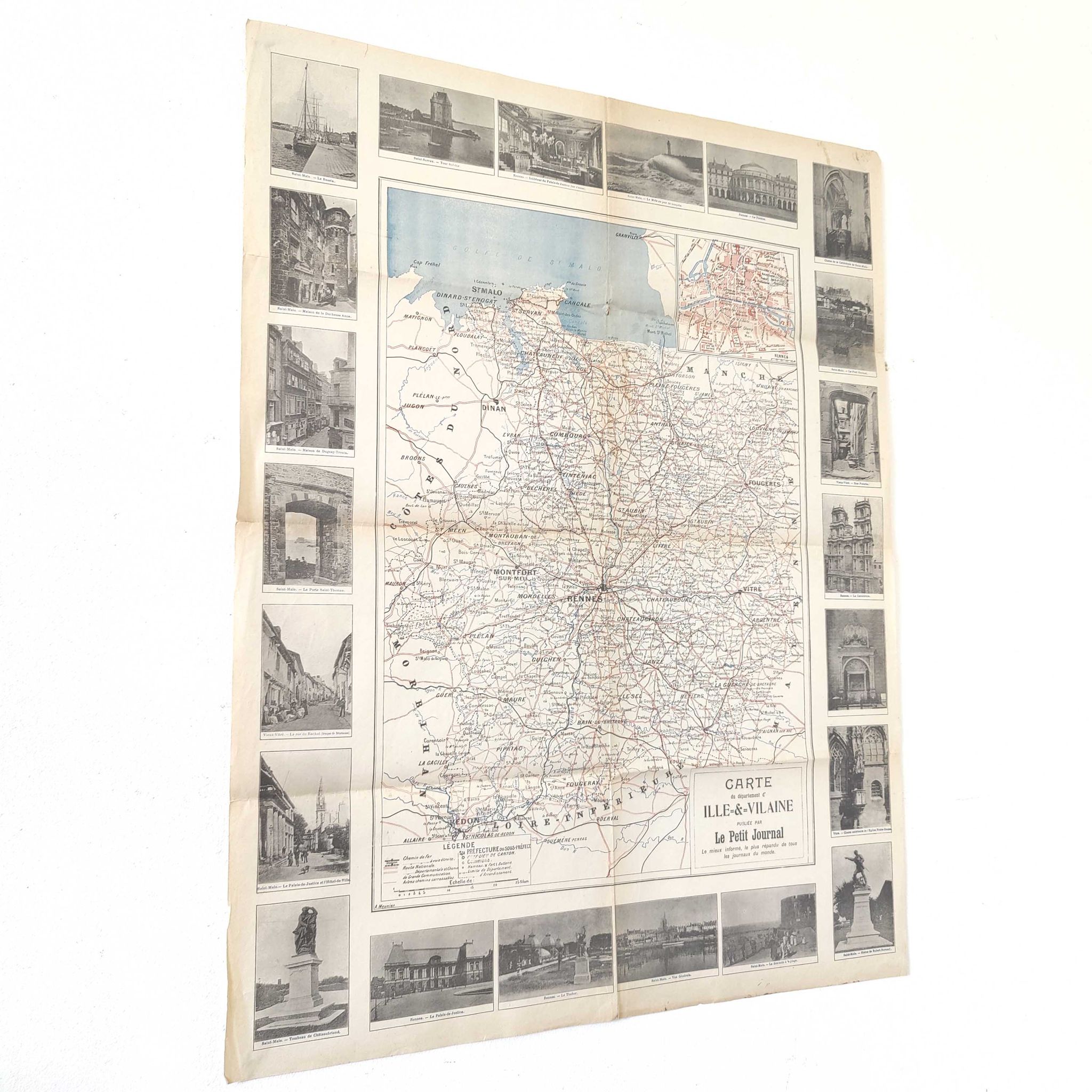 Carte ancienne France Bretagne Rennes St Malo