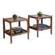 Pair of bamboo and rattan bedside tables, smoked glass tops.