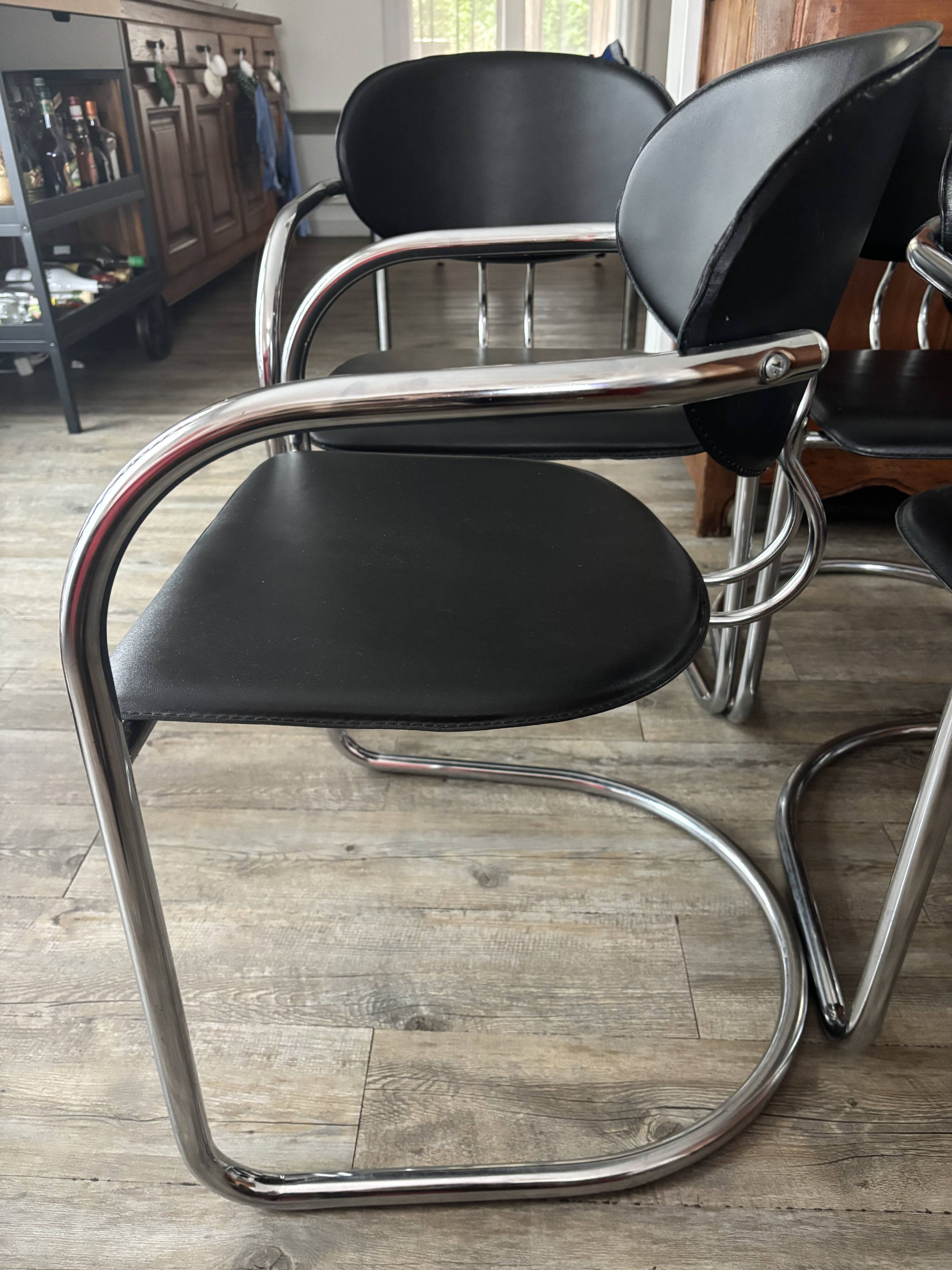 Chaises style Bauhaus chromées par Effezeta