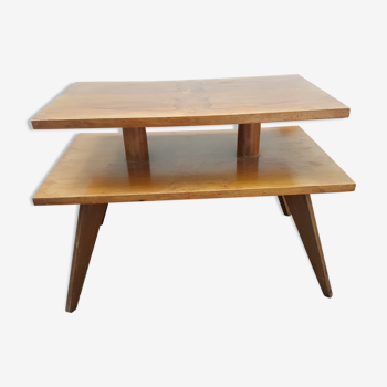 Table basse pieds compas double plateau