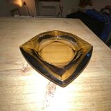 Black tinted glass ashtray 70's