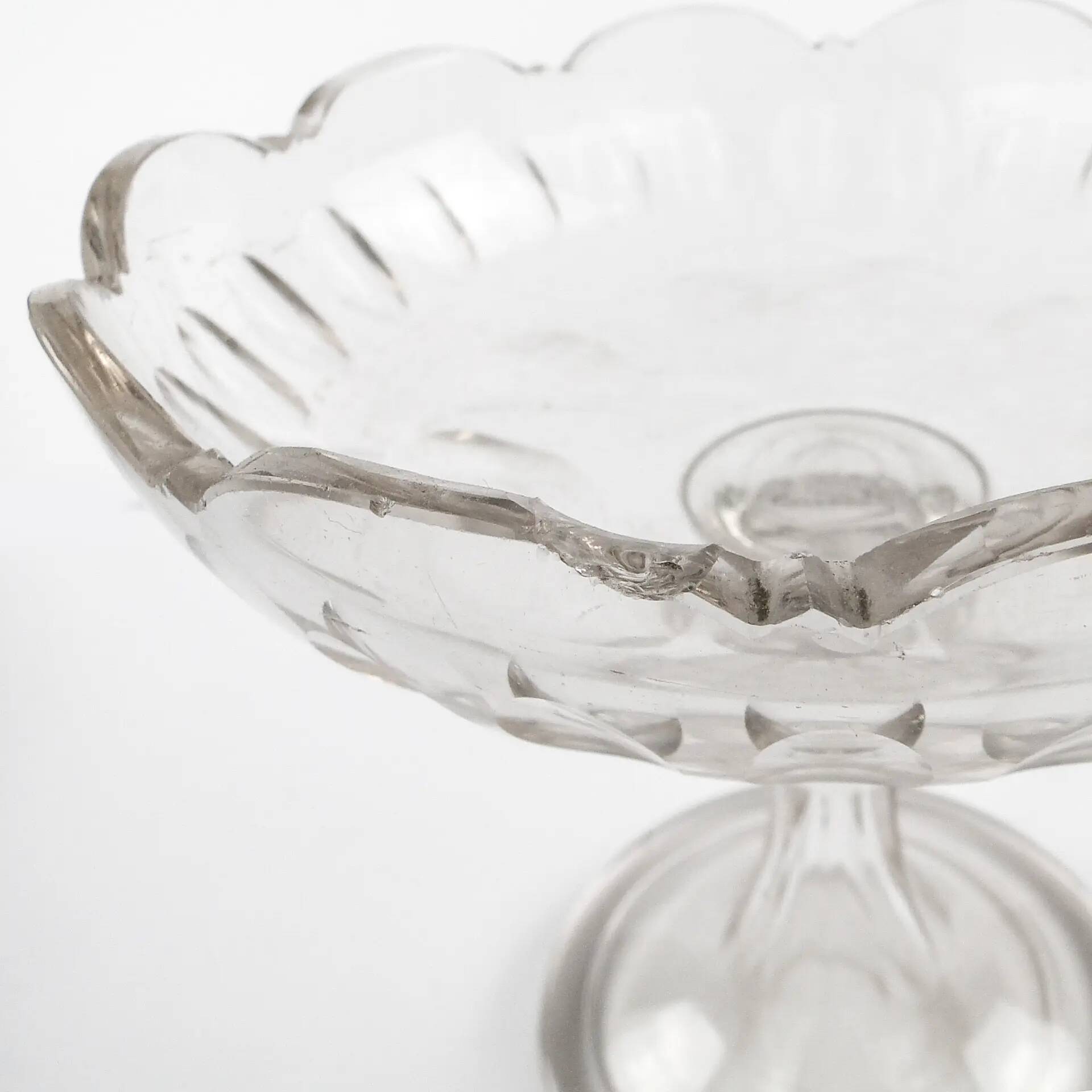 Biedermeier compote, transparent crystal, Czechia, 19th century