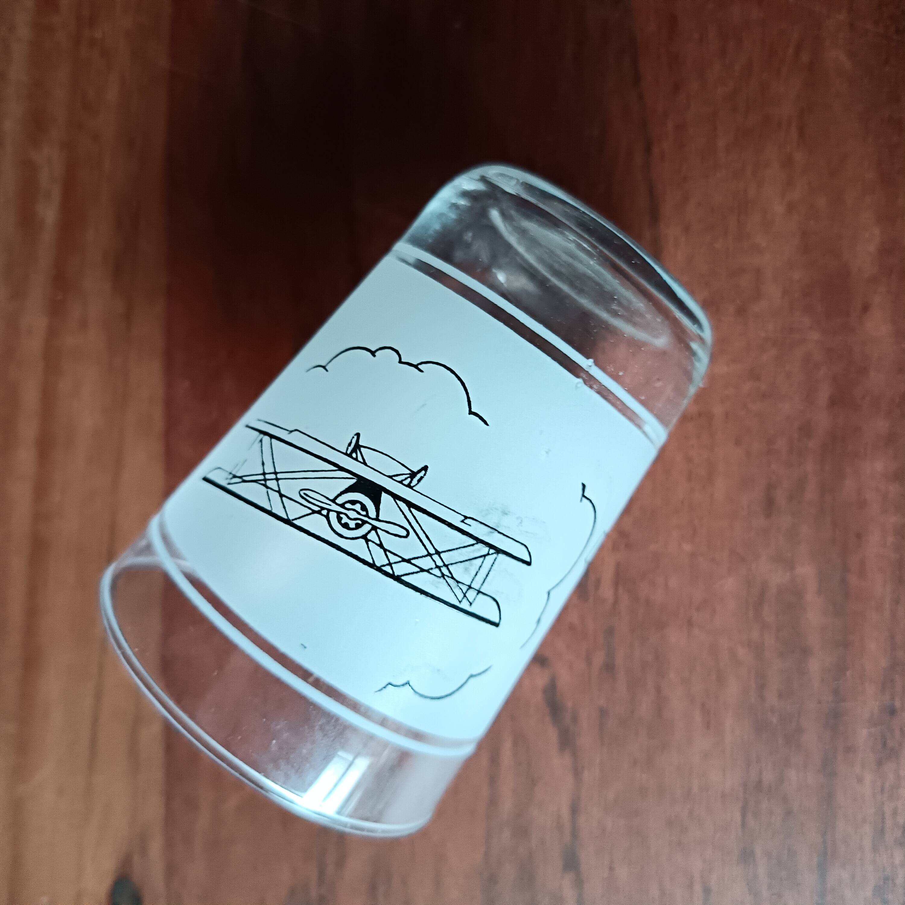 6 vintage water glasses, means of transport, France