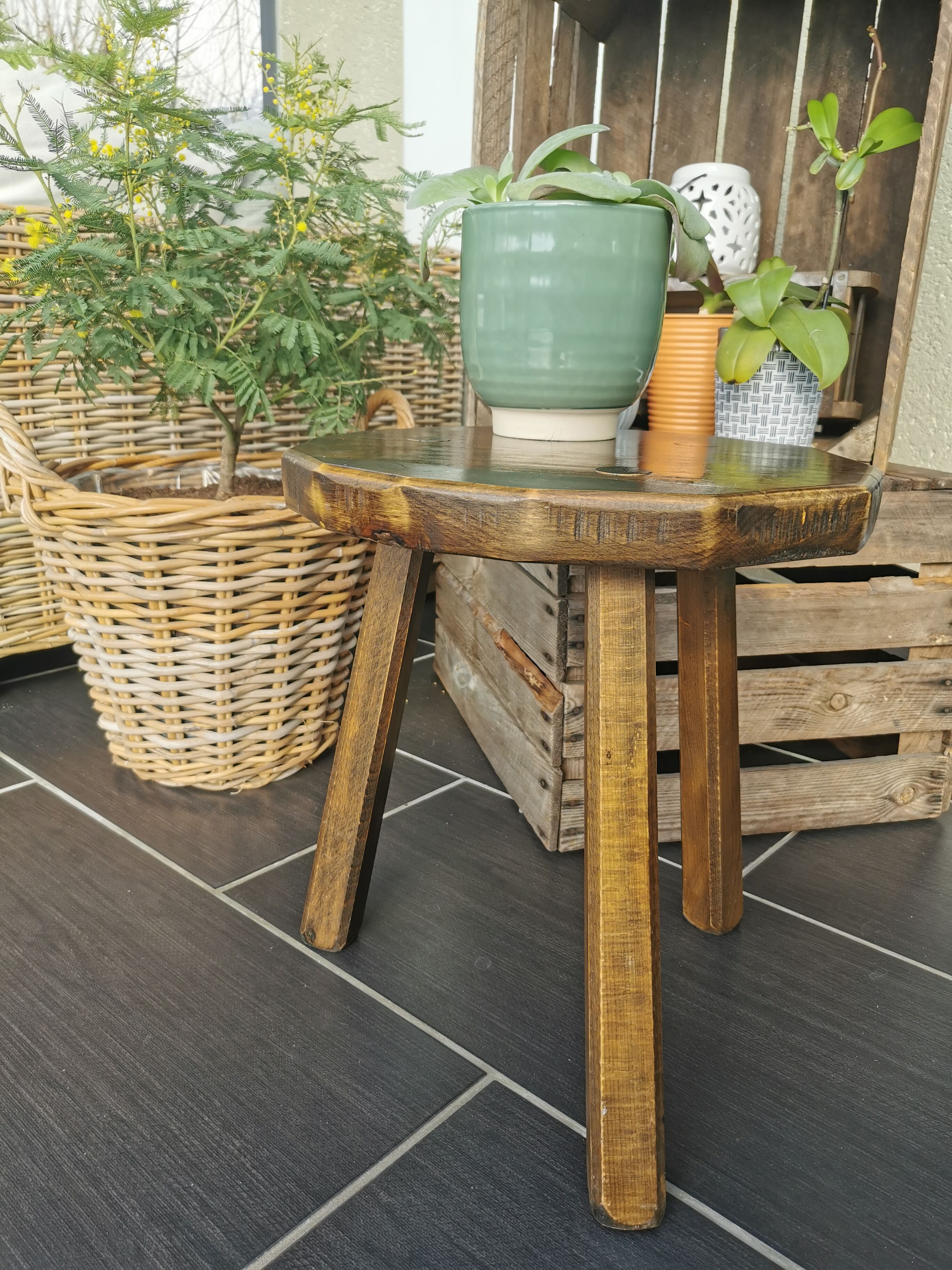 Handmade tripod stool