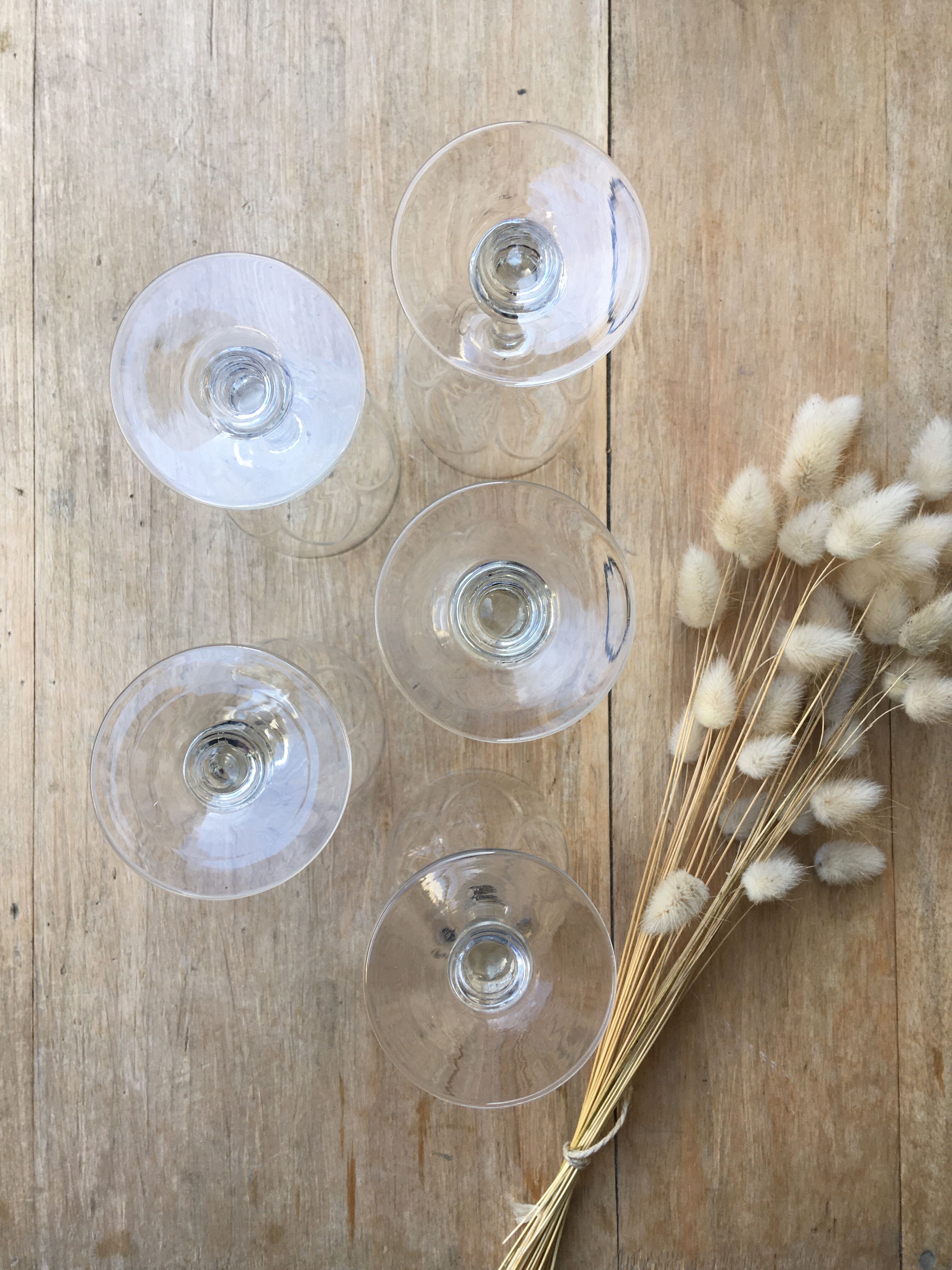 5 verres à pied "fleur"