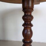 Table d'appoint ronde, pied en chêne tourné