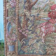Vintage tapestry in Aubusson style. Hunting return.