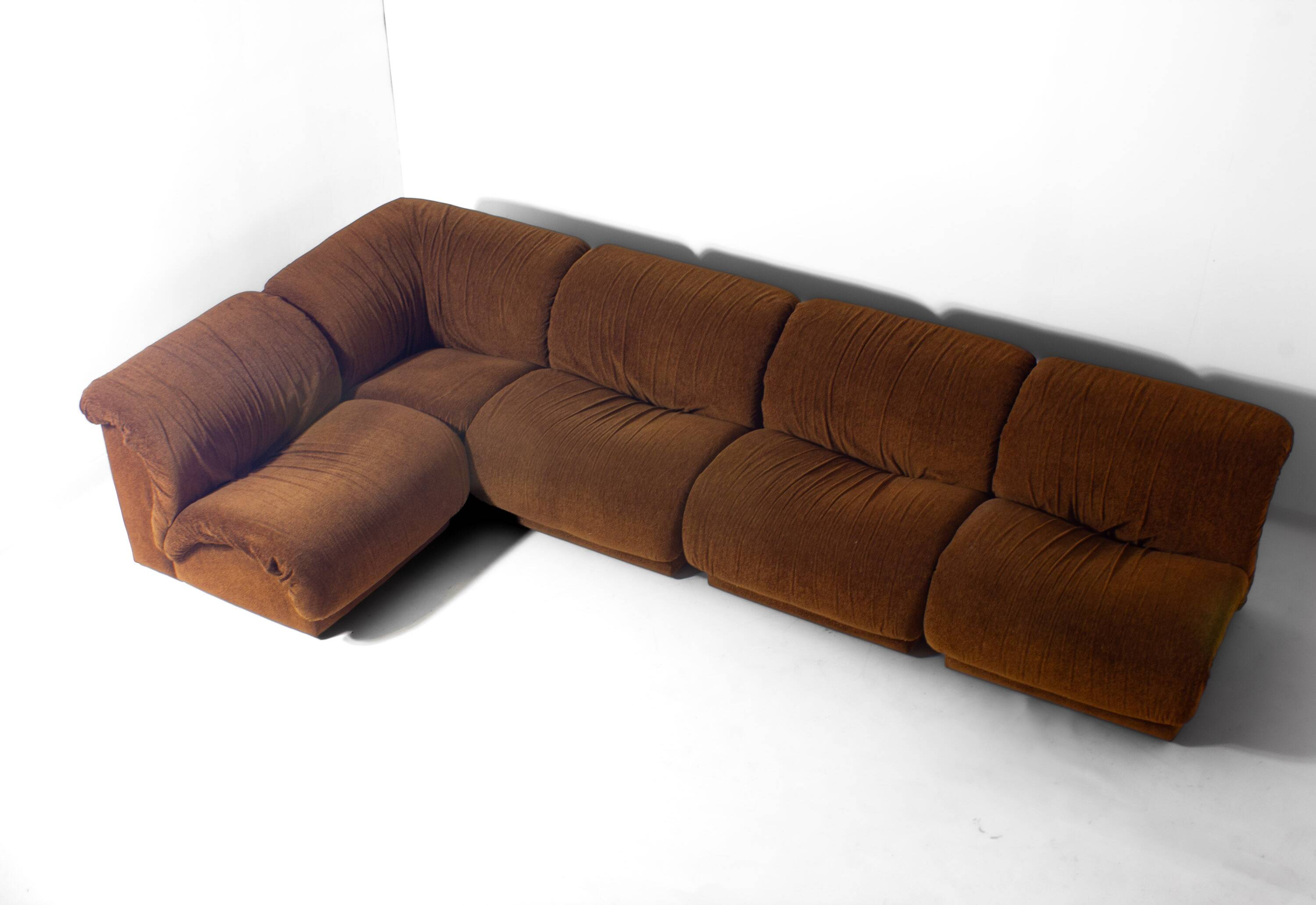 Modular sofa in rust brown velvet by Doimo, 1970s