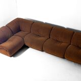Modular sofa in rust brown velvet by Doimo, 1970s