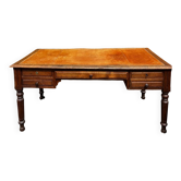 Bureau ancien en chêne massif - plateau cuir