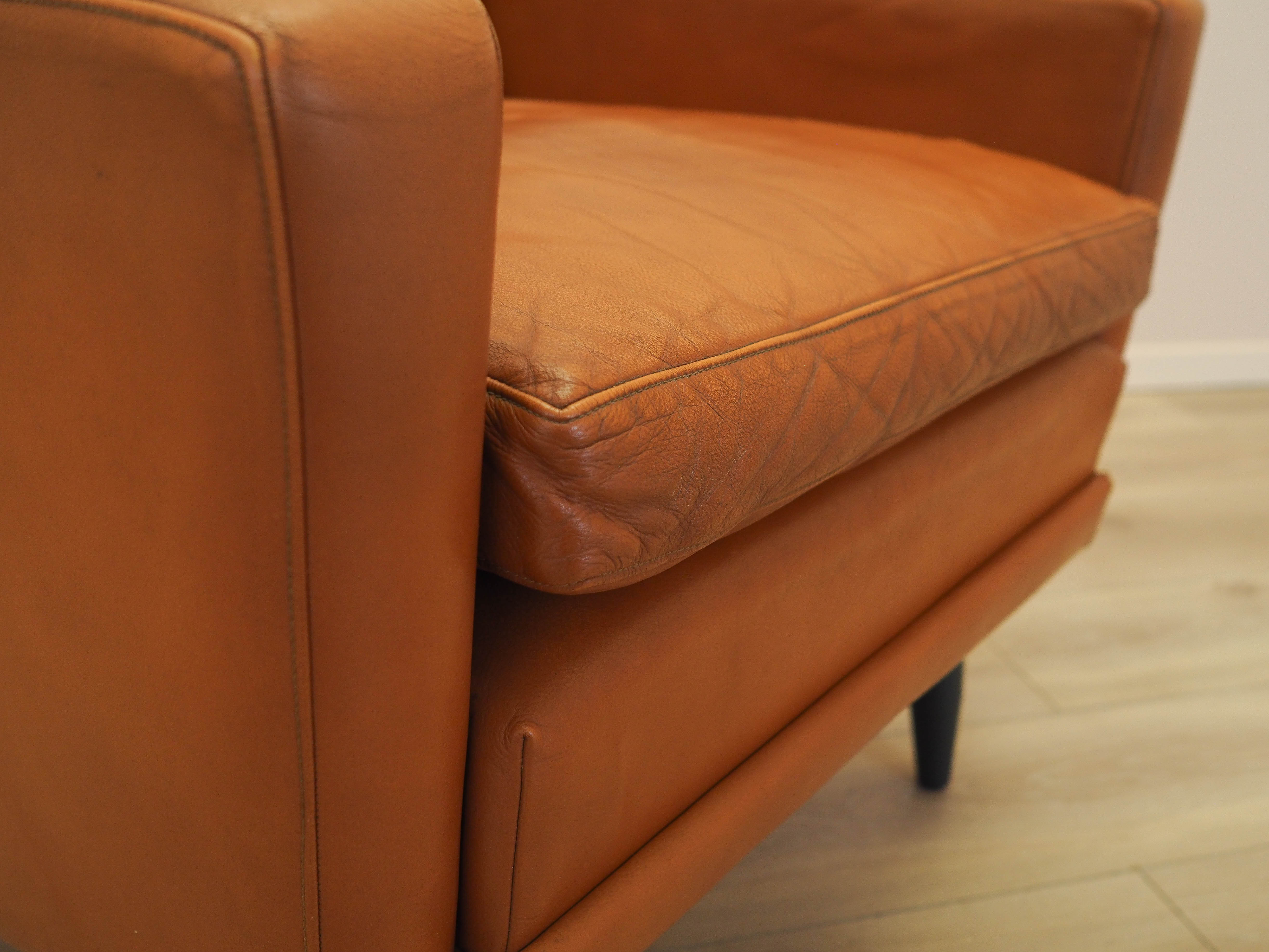 Orange armchair, Danish design, 1970s, made in Denmark