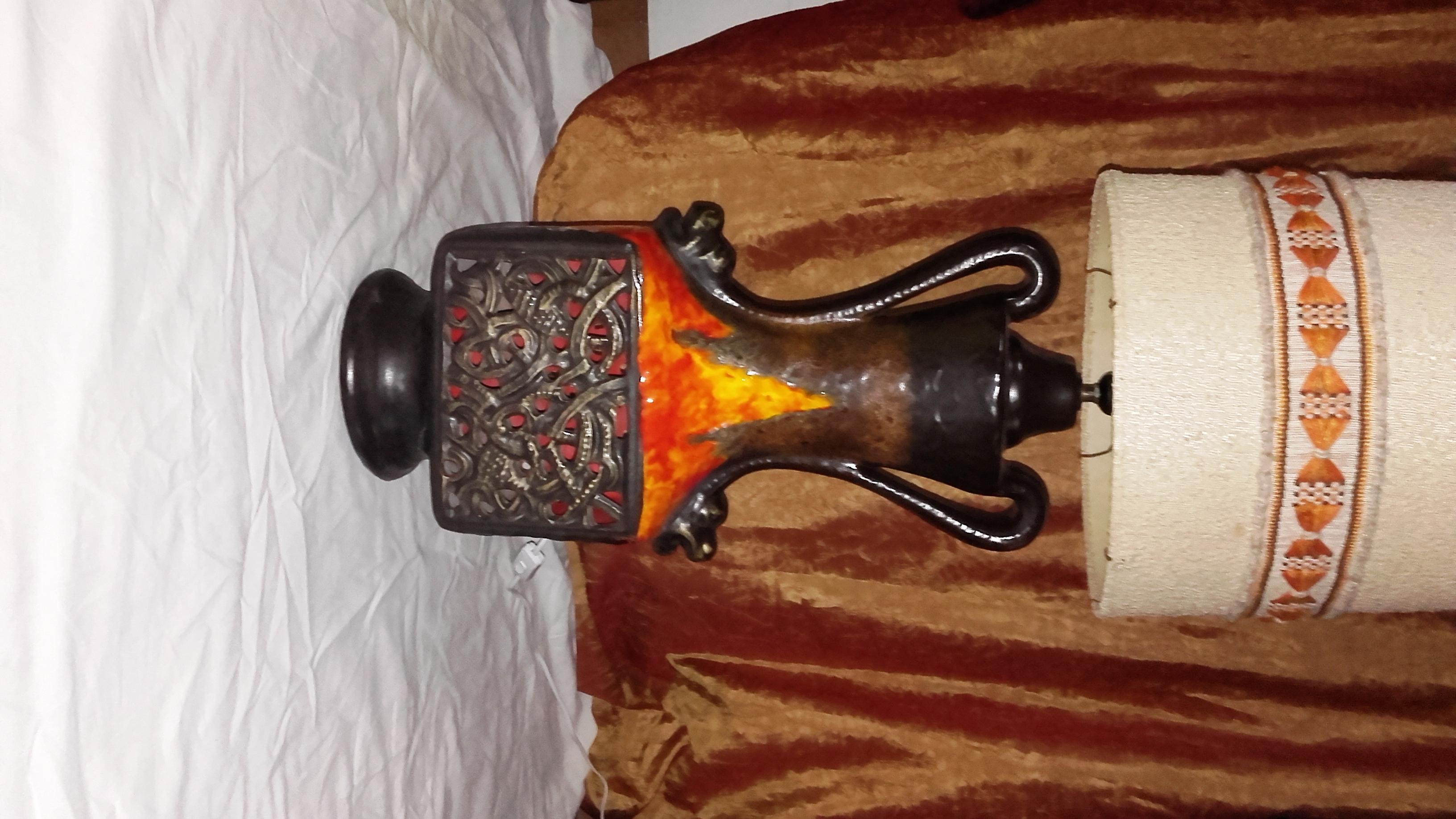 Floor lamp, vintage 70's ceramic enamel