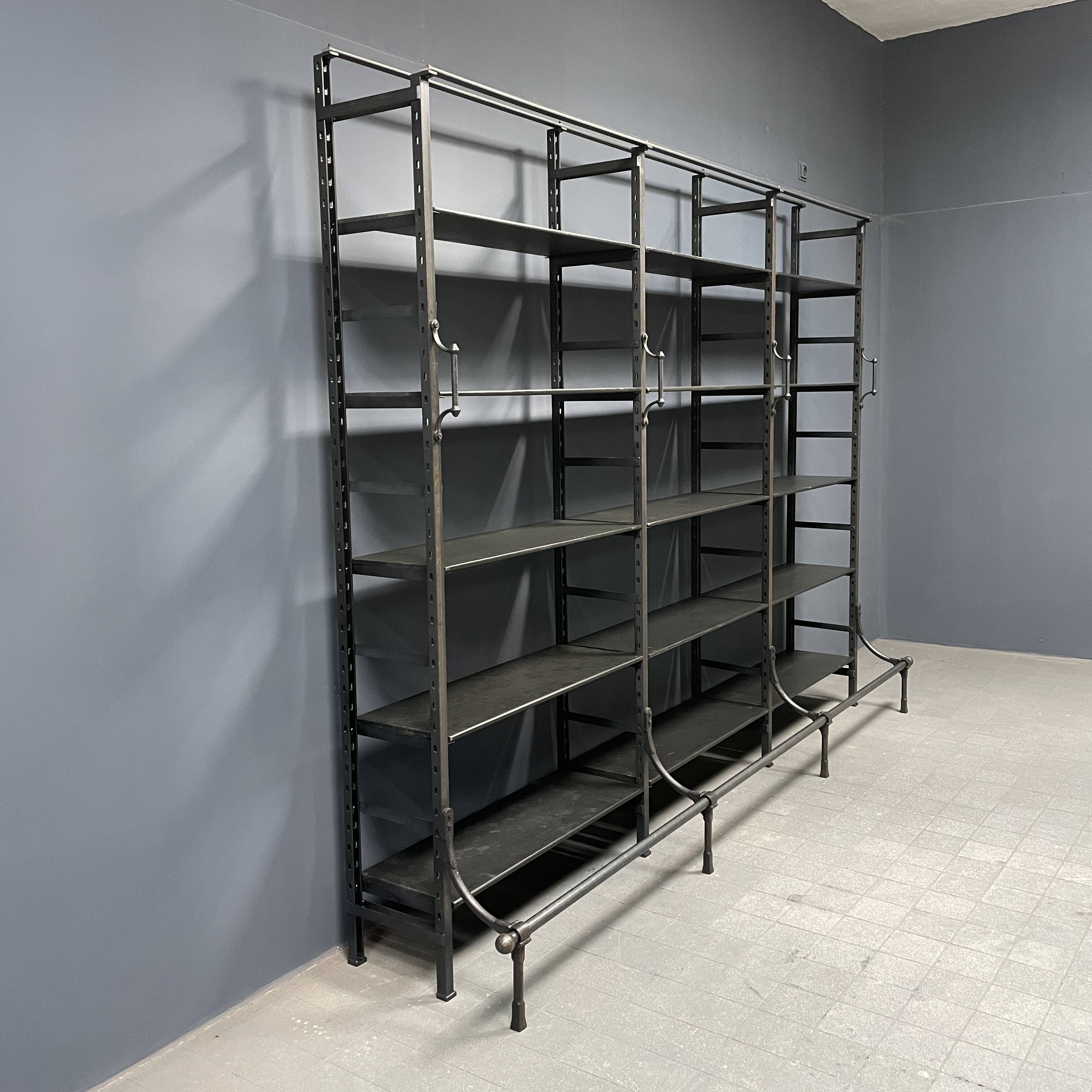Industrial Iron Library Wall Shelving Cabinet
