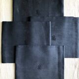 Lot four damasked and monogrammed towels linen and night blue silk