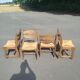 Set of 4 solid oak chairs with straw, in the style of Guillerm.
