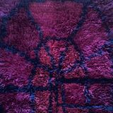 Mid-century Modern Bordeaux Red Rya Rug by Gull-Britt Johansson for NIAB, Sweden