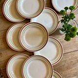 Set of 11 vintage flat plates, Gilles de Gien model