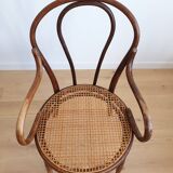 Thonet armchair in curved wood and canework