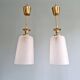 Pair of Mid Century Pendant Lights in Brass and Clear Crackle Glass, 1950s