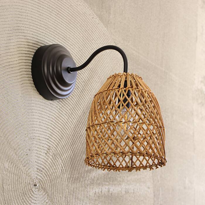 Rattan Sconce Lighting, Rattan Wall Lamp, Wicker Rattan Light, Rustic Light