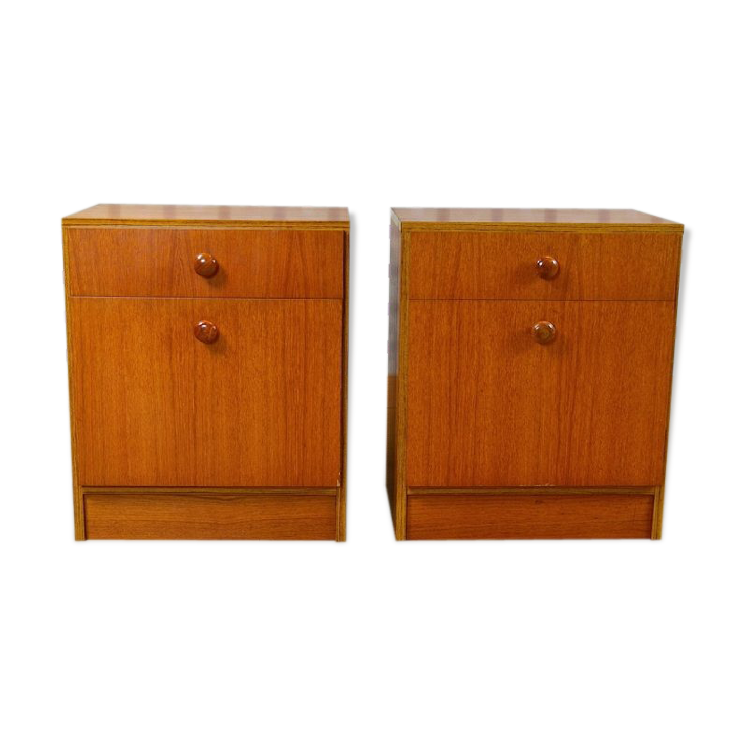 Pair of nightstands Vintage teak Scandinavian Design 1965