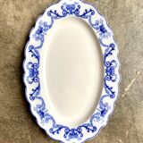 Plat ovale Sarreguemines en faïence bleue, service "Corbeille"
