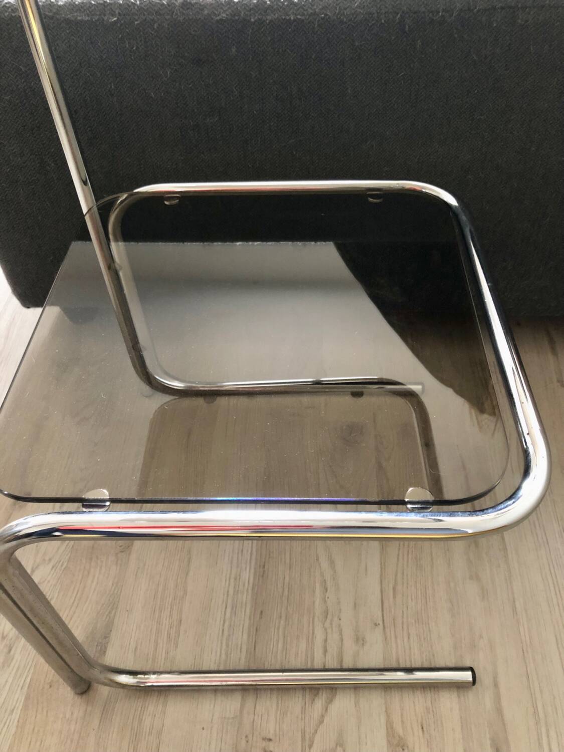 70's chrome pedestal side table