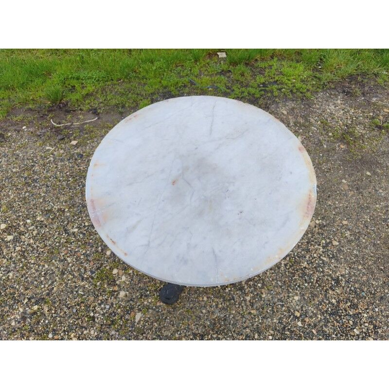 Bistro table in cast iron and white marble from 1900