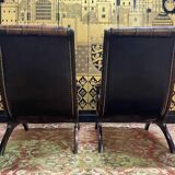 Paire de fauteuils Chesterfield anglais en cuir