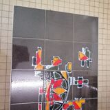 Art deco chrome metal and ceramic coffee table