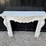 Louis XV Style Fireplace in Carrara Marble, Circa 1980