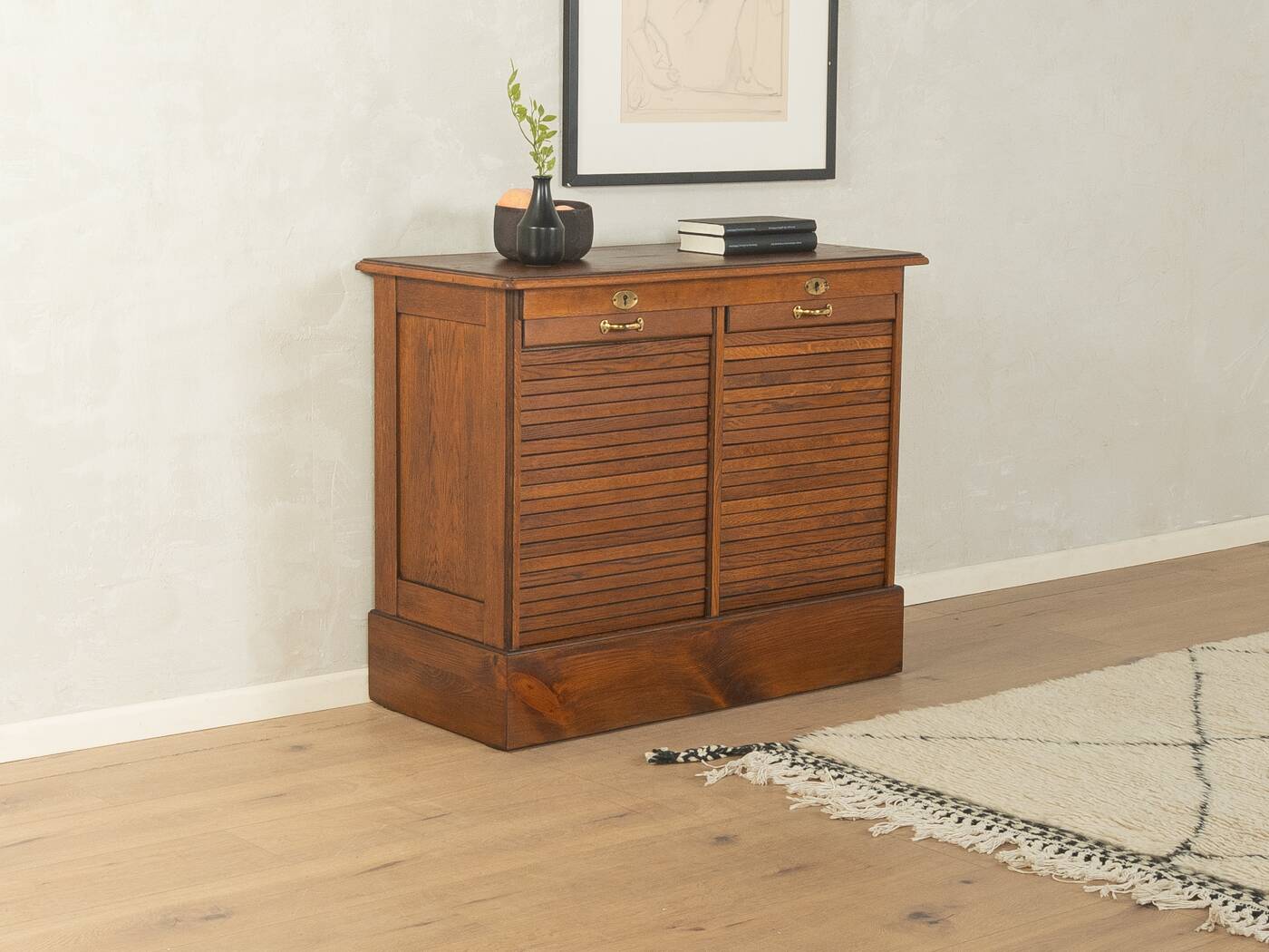 Unique Art Deco roll-top cabinet from the 1930s