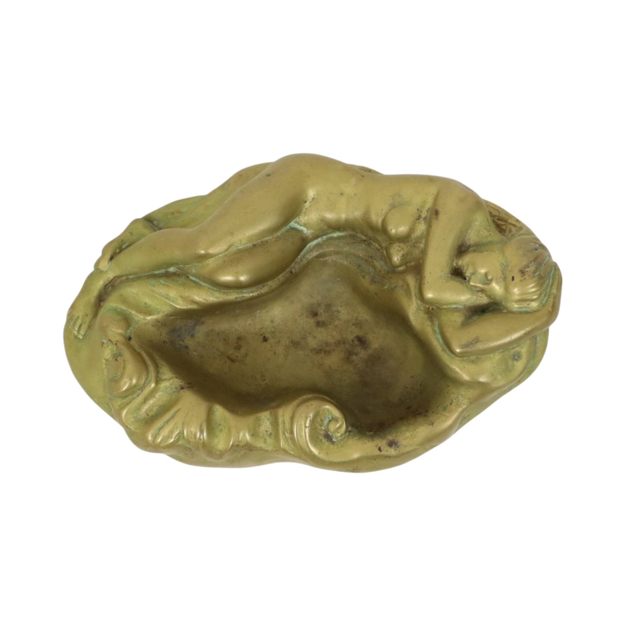 Vintage Brass Ashtray Vide Poche Female Nude