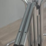 70s vintage square table in chromed metal and glass italian design