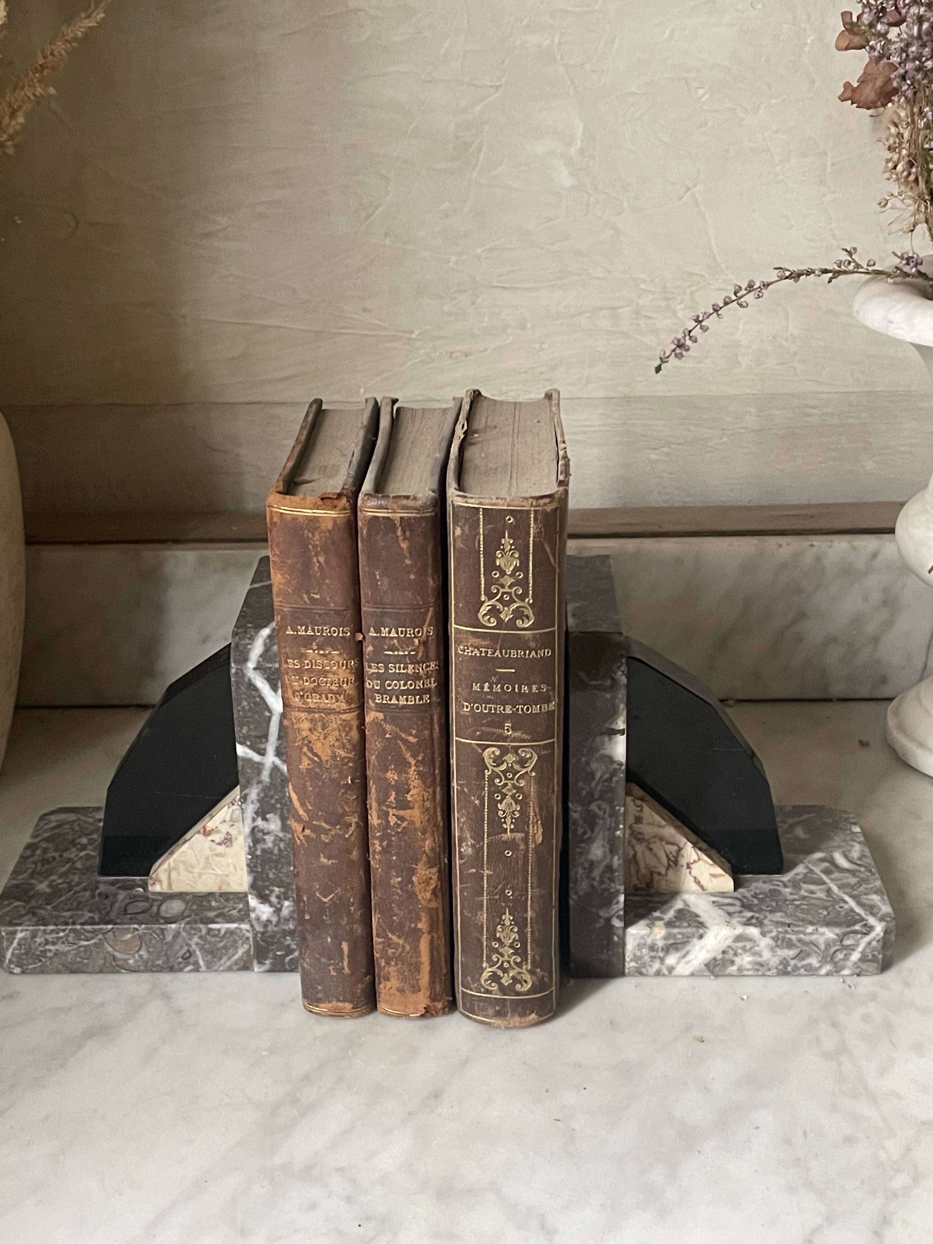 Pair of Art Deco marble and onyx bookends