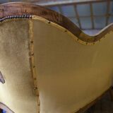 Three-seater velvet canapé in green, Louis Philippe style, 19th century.