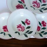 6 vintage soup plates from Printemps Paris, Essonnes model, hand-painted in porcelain