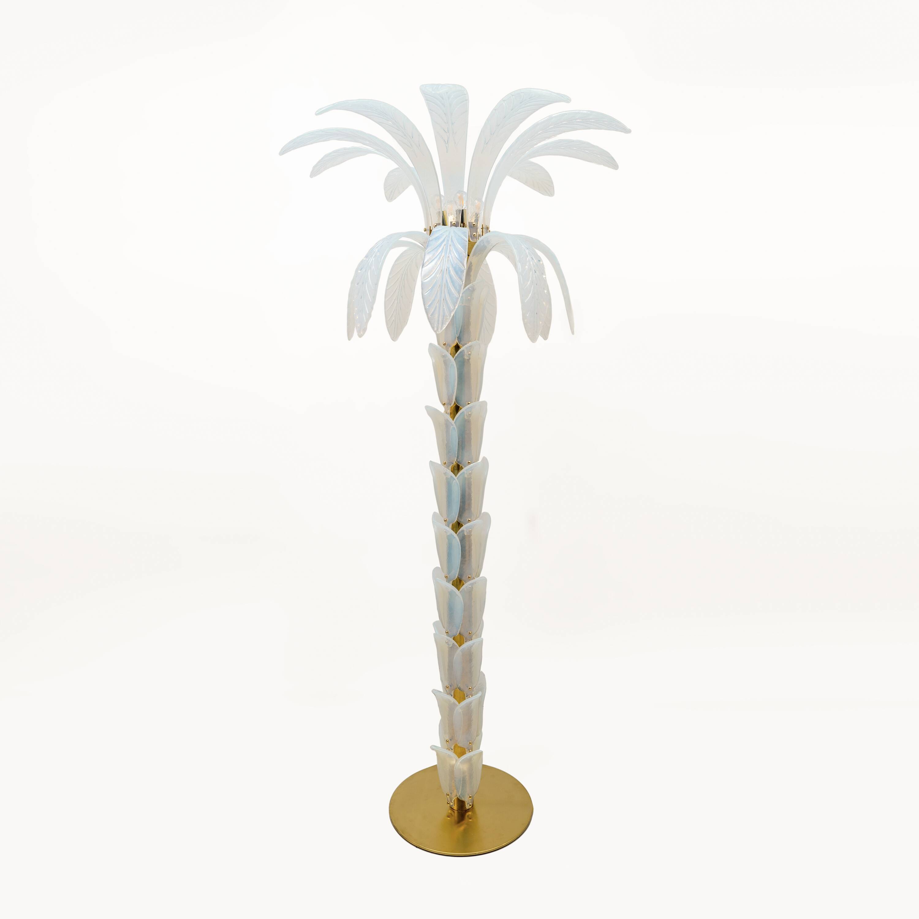 Lampe sur pied en verre de Murano en forme de palmier irisé