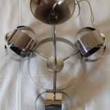 Space Age 3-light chandelier in chrome metal, 1970s