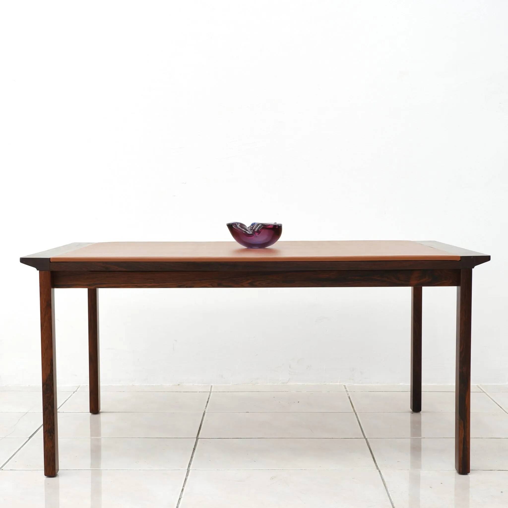 Rosewood and Leather Coffee Table by Hans Olsen