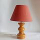 Ancienne lampe vintage en bois tourné années 60/70 abat-jour tissu