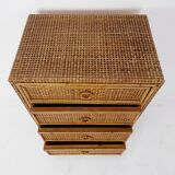 Vintage Bamboo And Rattan Chest Of Drawers - 1960s